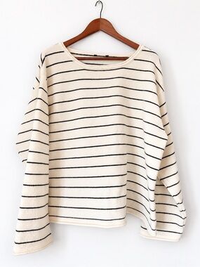 Cream & Black Striped Oversized Knit Sweater